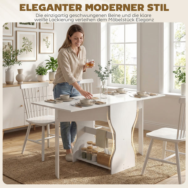 Esstisch klappbar mit Stauraum für kleine Räume weiss
