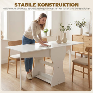 Esstisch klappbar mit Stauraum für kleine Räume weiss