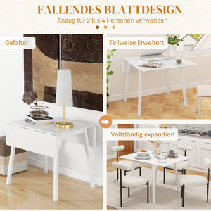 Esstisch klappbar mit ausklappbaren Flächen für Küche weiss
