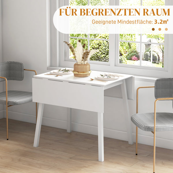 Esstisch klappbar mit ausklappbaren Flächen für Küche weiss