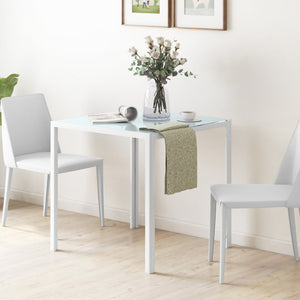 Esstisch quadratisch mit Glasplatte für Esszimmer 4 Personen weiss