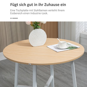 Esstisch rund industrieller Stil stabil 80cm Holz weiss