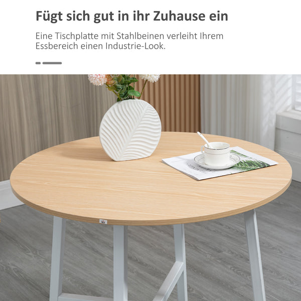 Esstisch rund industrieller Stil stabil 80cm Holz weiss