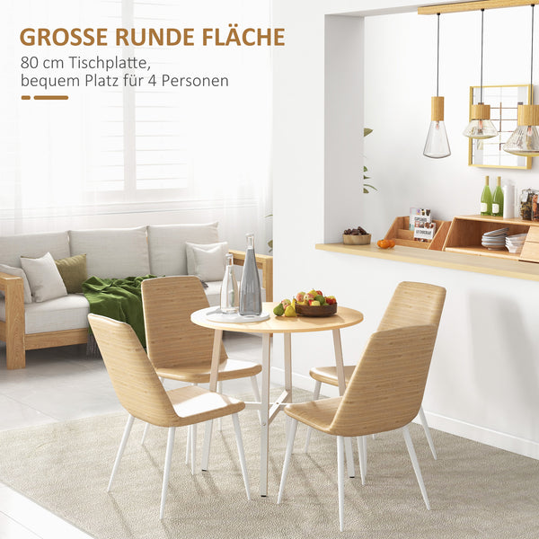 Esstisch rund industrieller Stil stabil 80cm Holz weiss