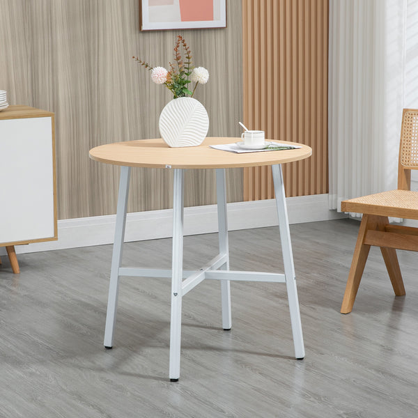 Esstisch rund industrieller Stil stabil 80cm Holz weiss
