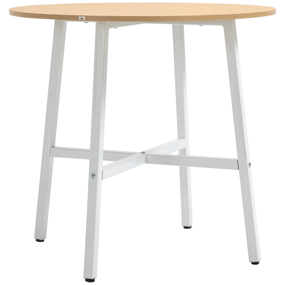 Esstisch rund industrieller Stil stabil 80cm Holz weiss