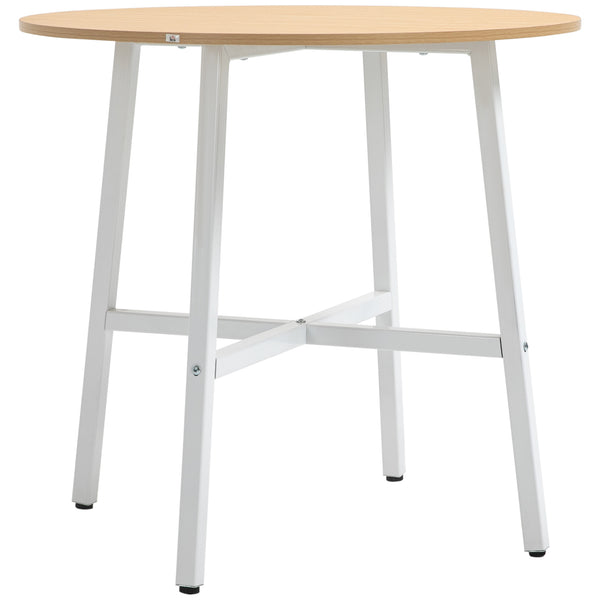Esstisch rund industrieller Stil stabil 80cm Holz weiss