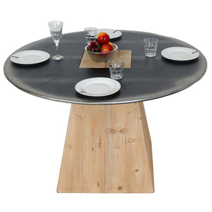 Esstisch Esszimmertisch rund Industrial Massivholz Ø120cm natur Metall-Optik