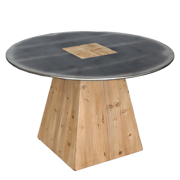 Esstisch Esszimmertisch rund Industrial Massivholz Ø120cm natur Metall-Optik