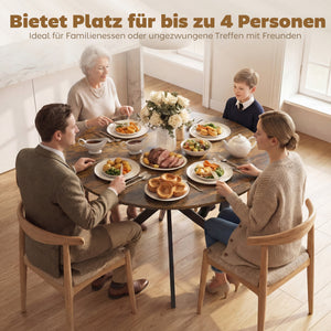 Esstisch rund mit Stahlbeinen für 4 Personen rustikal