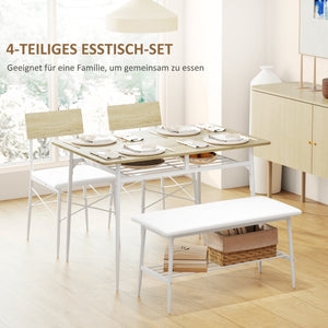 Esstisch Set für 4 Personen mit Bank und Stühlen Eiche Holz