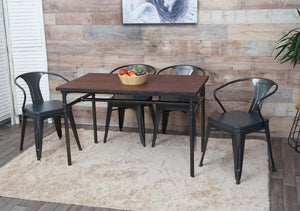 Esszimmer-Set 4 Esszimmerstühle mit Esstisch Ulme Holz Industrial grau
