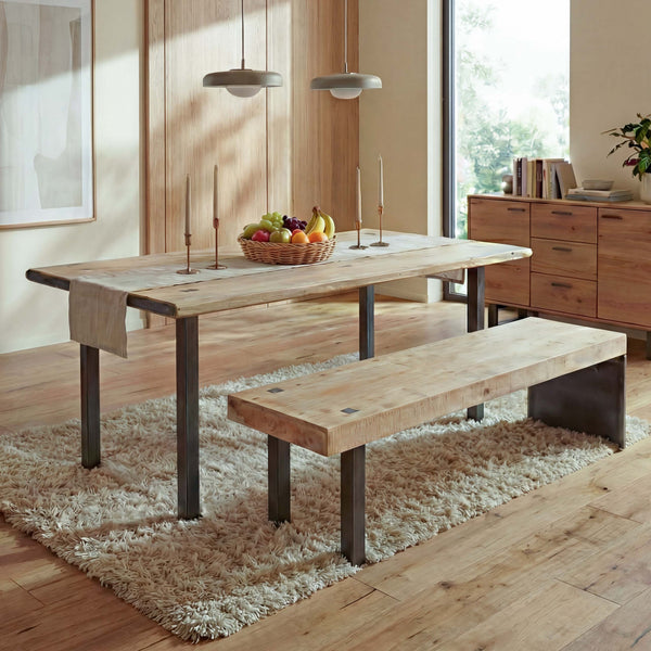 Esszimmer-Set Esstisch Sitzbank Massivholz 200cm natur
