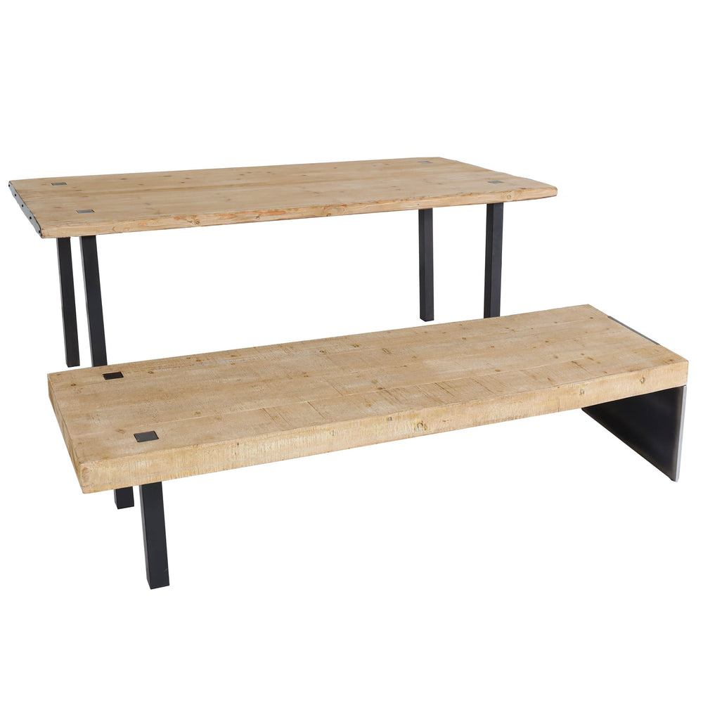 Esszimmer-Set Esstisch Sitzbank Massivholz 200cm natur