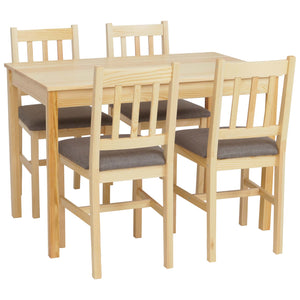 Esszimmer-Set Sitzgruppe Massivholz Kiefer Landhaus 110cm natur Polster grau