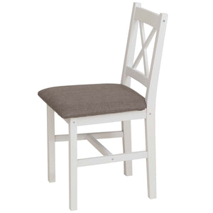 Esszimmer-Set Sitzgruppe Massivholz Kiefer Landhaus 110cm weiss Polster grau