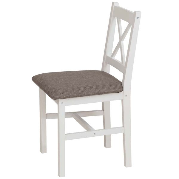Esszimmer-Set Sitzgruppe Massivholz Kiefer Landhaus 110cm weiss Polster grau