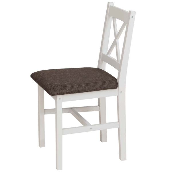 Esszimmer-Set Sitzgruppe Massivholz Kiefer Landhaus 110cm weiss Polster schwarz