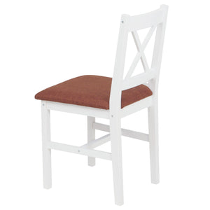 Esszimmer-Set Sitzgruppe Massivholz Kiefer Landhaus 110cm weiss Polster terrakotta