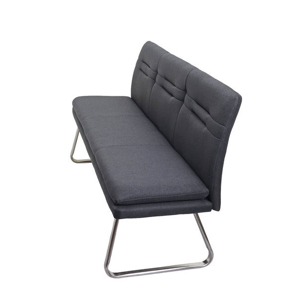 Esszimmer-Set Sitzgruppe Stoff Edelstahl 180cm dunkelgrau