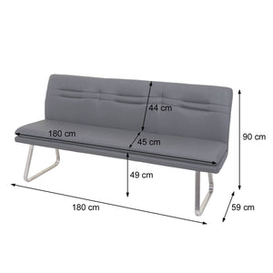 Esszimmer-Set Esszimmergruppe Stoff Edelstahl 180cm dunkelgrau