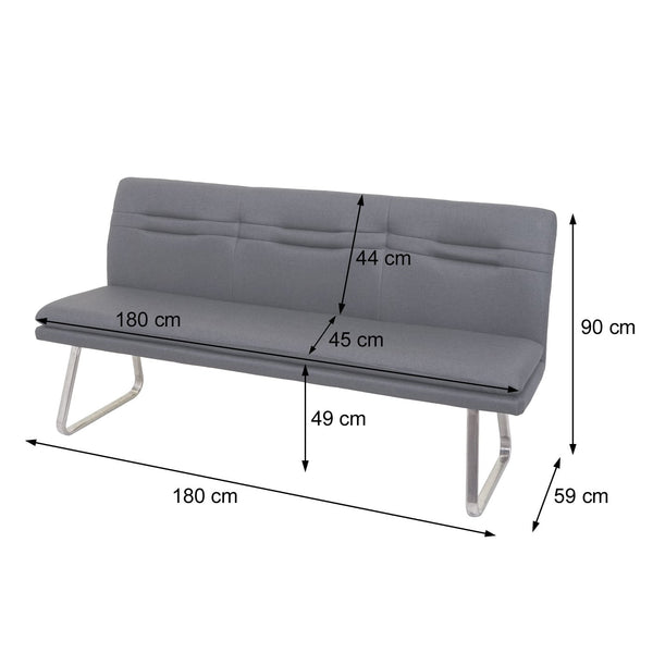 Esszimmer-Set Esszimmergruppe Stoff Edelstahl 180cm dunkelgrau