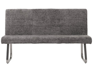 Esszimmer-Set 2er-Set Stuhl und Sitzbank 160cm Edelstahl Chenille dunkelgrau