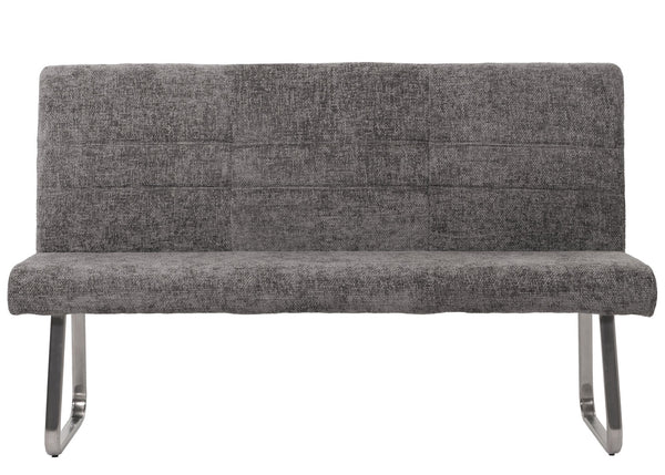 Esszimmer-Set 2er-Set Stuhl und Sitzbank 160cm Edelstahl Chenille dunkelgrau