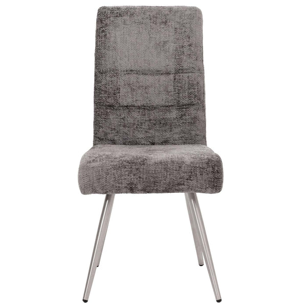 Esszimmer-Set 2er-Set Stuhl und Sitzbank 160cm Edelstahl Chenille dunkelgrau