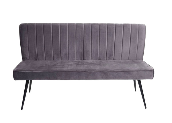 Esszimmer-Set 2er-Set Stuhl und Sitzbank Samt Metall dunkelgrau