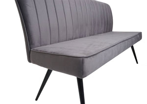 Esszimmer-Set 2er-Set Stuhl und Sitzbank Samt Metall dunkelgrau