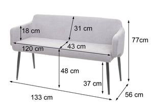 Esszimmer-Set 2er-Set Stuhl und Sitzbank Stoff anthrazit