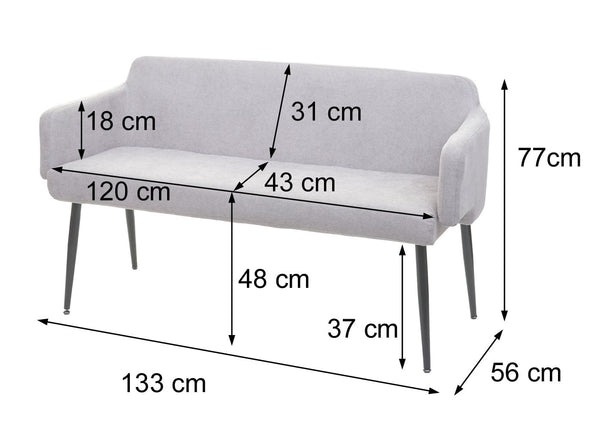 Esszimmer-Set 2er-Set Stuhl und Sitzbank Stoff anthrazit