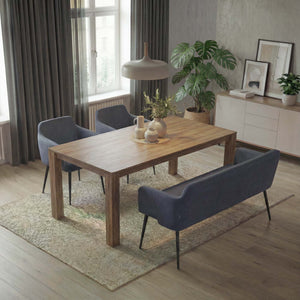Esszimmer-Set 2er-Set Stuhl und Sitzbank Stoff anthrazit