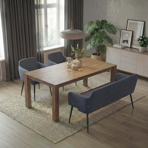 Esszimmer-Set 2er-Set Stuhl und Sitzbank Stoff anthrazit