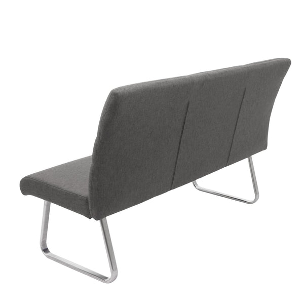 Esszimmerbank Sitzbank Stoff Edelstahl 180cm grau-braun