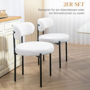 Esszimmerstühle 2er Set gepolstert mit Metallbeinen cremeweiss