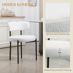 Esszimmerstühle 2er Set gepolstert mit Metallbeinen cremeweiss