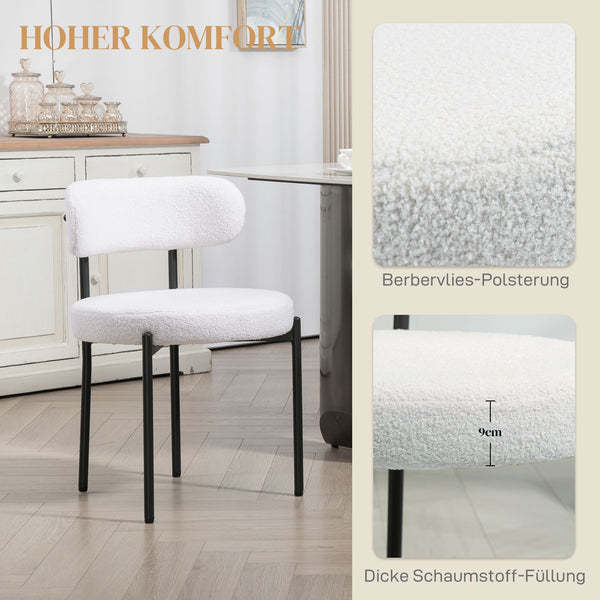 Esszimmerstühle 2er Set gepolstert mit Metallbeinen cremeweiss