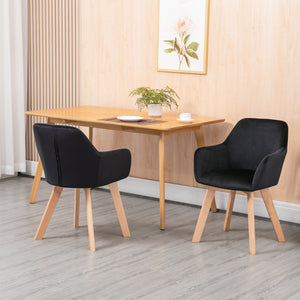 Esszimmerstühle 2er Set modern mit Holzbeinen Samt schwarz
