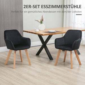 Esszimmerstühle 2er Set modern mit Holzbeinen Samt schwarz