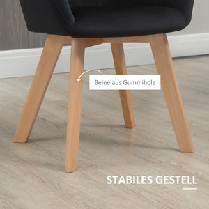 Esszimmerstühle 2er Set modern mit Holzbeinen Samt schwarz