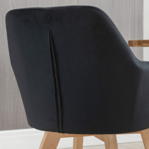 Esszimmerstühle 2er Set modern mit Holzbeinen Samt schwarz