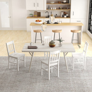Esszimmerstühle 4er-Set für Küche und Esszimmer Massivholz weiss