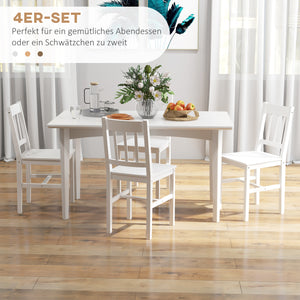 Esszimmerstühle 4er-Set für Küche und Esszimmer Massivholz weiss