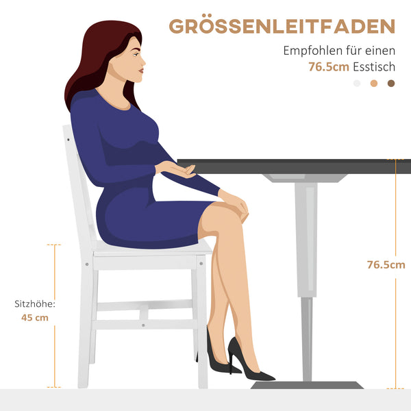 Esszimmerstühle 4er-Set für Küche und Esszimmer Massivholz weiss