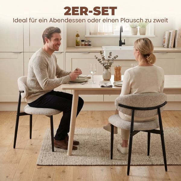 Esszimmerstühle gepolstert für Küche mit Stahlbeinen beige