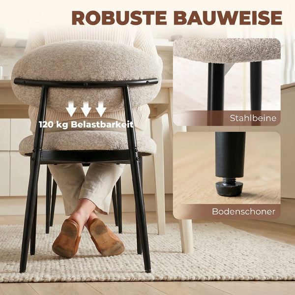 Esszimmerstühle gepolstert für Küche mit Stahlbeinen beige