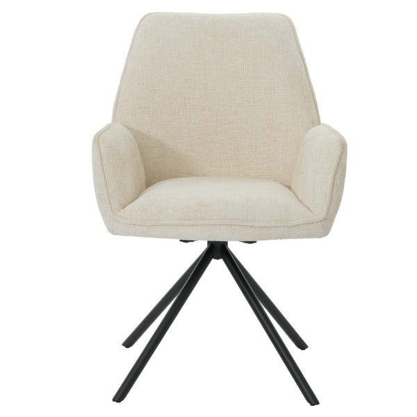 Esszimmerstuhl Küchenstuhl Armlehne drehbar Auto-Position Chenille Öko-Tex creme