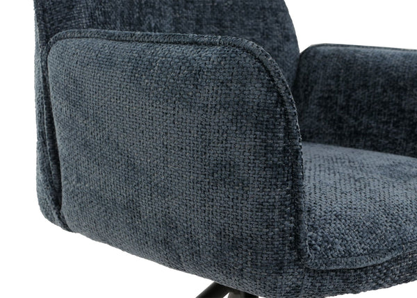 Esszimmerstuhl Küchenstuhl Armlehne drehbar Auto-Position Chenille Öko-Tex dunkelblau